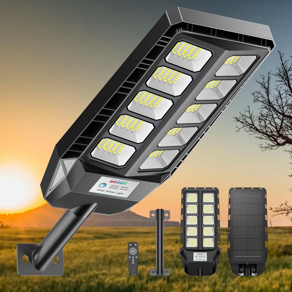 320000 Lumen 220° Black Motion Sensing Dusk to Dawn Integrated LED Flood Light - Hercitys