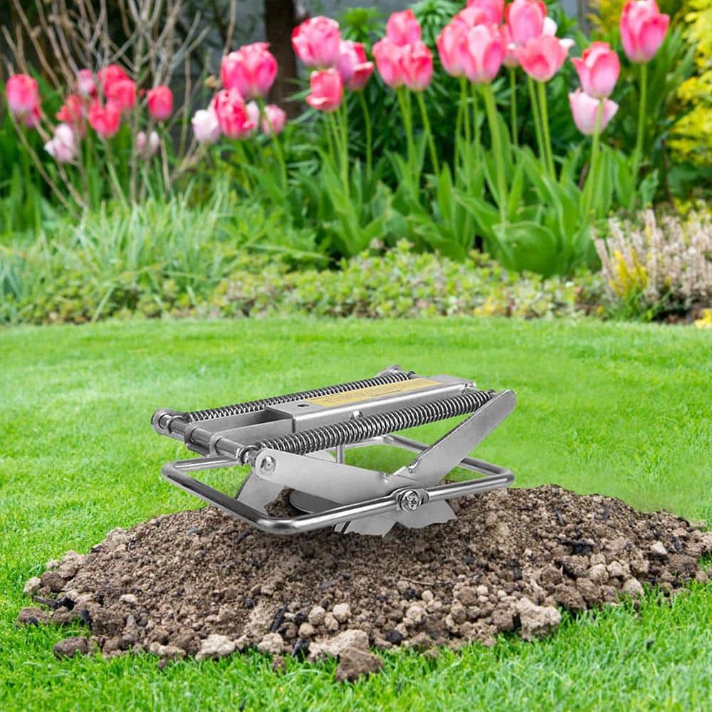 2-Piece Easy-Set Outdoor Mole Traps, Reusable Metal Scissor Mole Gopher Rodent Control Trap for Lawn, Garden, Yard - Hercitys