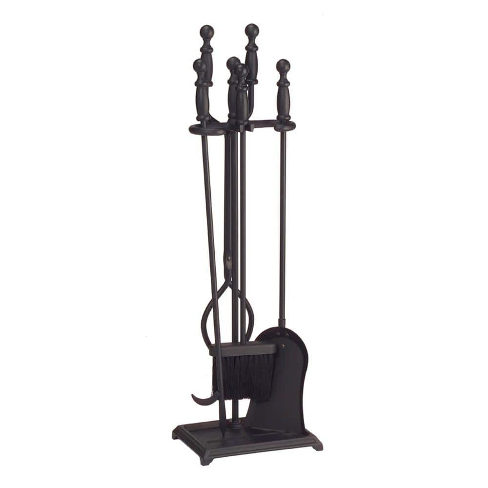 30 in. Tall 5-Pieces Black Westminster Fireplace Set - Hercitys