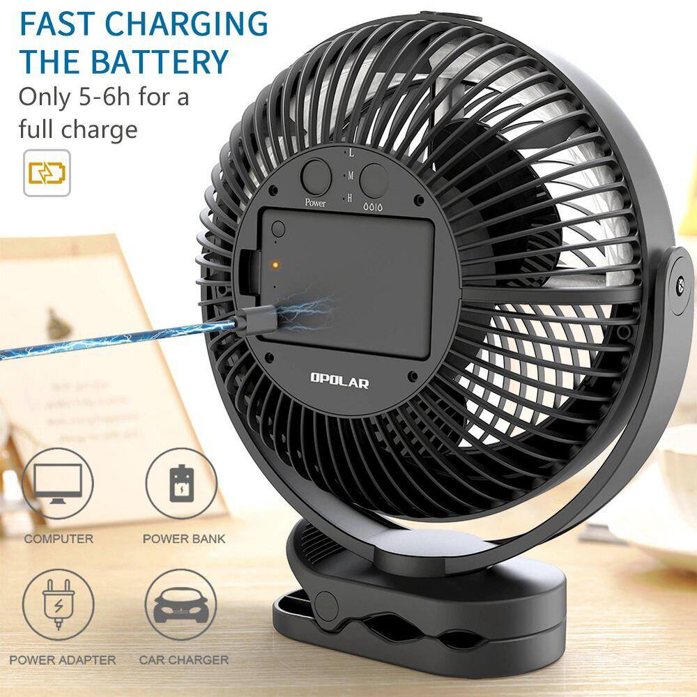 10000mAh Battery Operated 8 in. 3 Fan Speeds Personal Misting Fan in Black Detachable Battery 2 Mist Modes w/200ml Tank - Hercitys