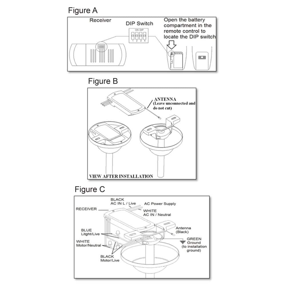3-Speed Ceiling Fan Handheld Remote Control and Receiver Kit, White - Hercitys