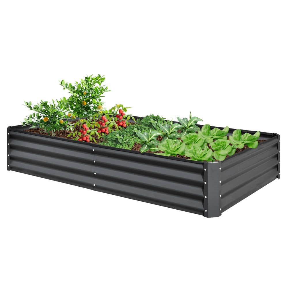 5.91 ft. x 2.95 ft. x 0.984 ft. Galvanized Metal Raised Garden Bed， Thickening Metal Planter Box, Gray - Hercitys