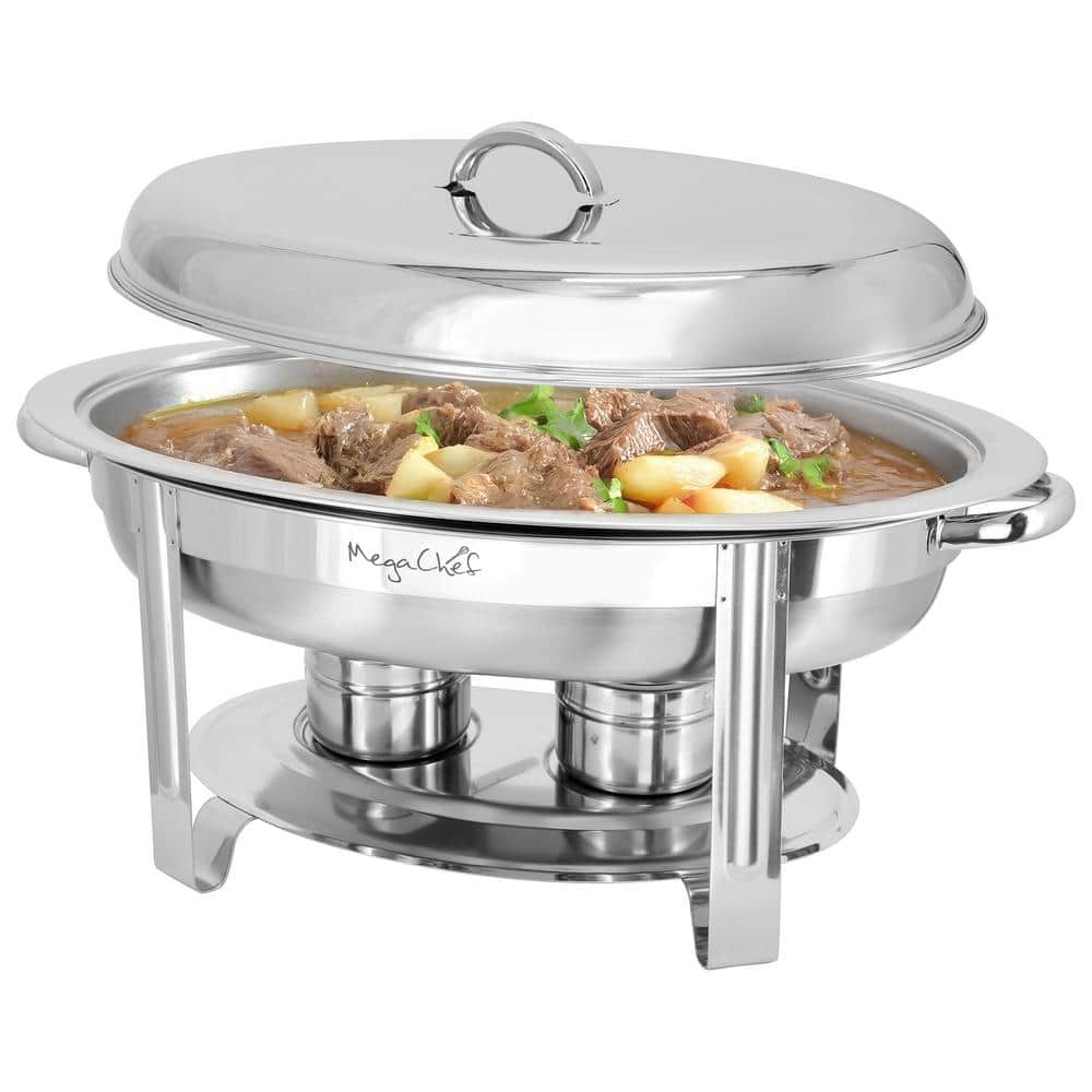 5.8 qt. Stainless Steel Oval Professional Chafing Dish/Food Warmer/Buffet Server Serving Dish - Hercitys