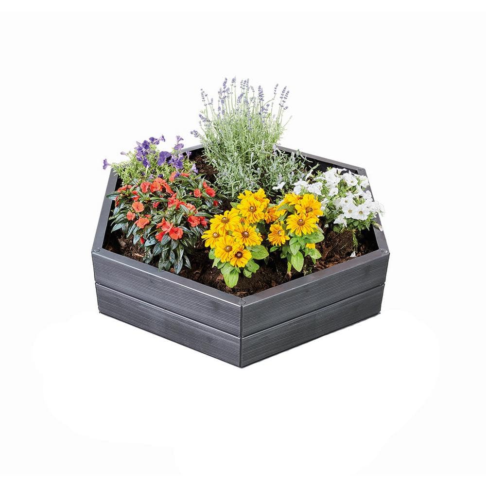 43.5 in. W x 43.5 in. L x 10 in. H Anthracite Hexagonal Plastic Modular Raised Bed - Hercitys