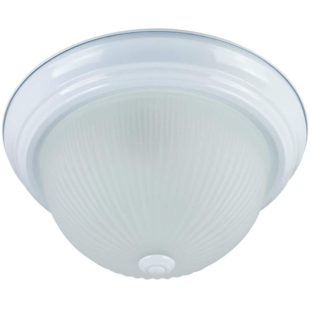 13 in. 2-Light White Decorative Dome Ceiling Flush Mount Fixture with Frosted Glass Shade - Hercitys