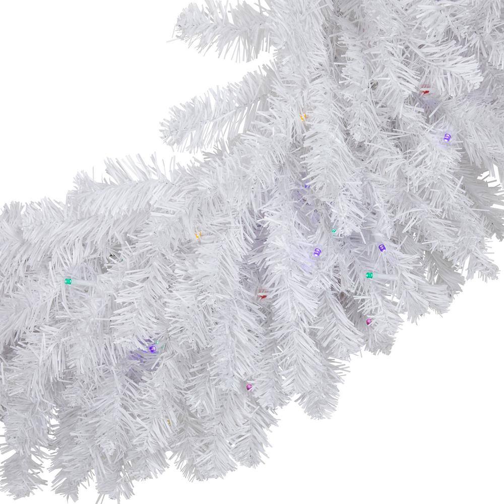 36 in. Pre-Lit White Pine LED Artificial Christmas Wreath Multicolor Lights - Hercitys