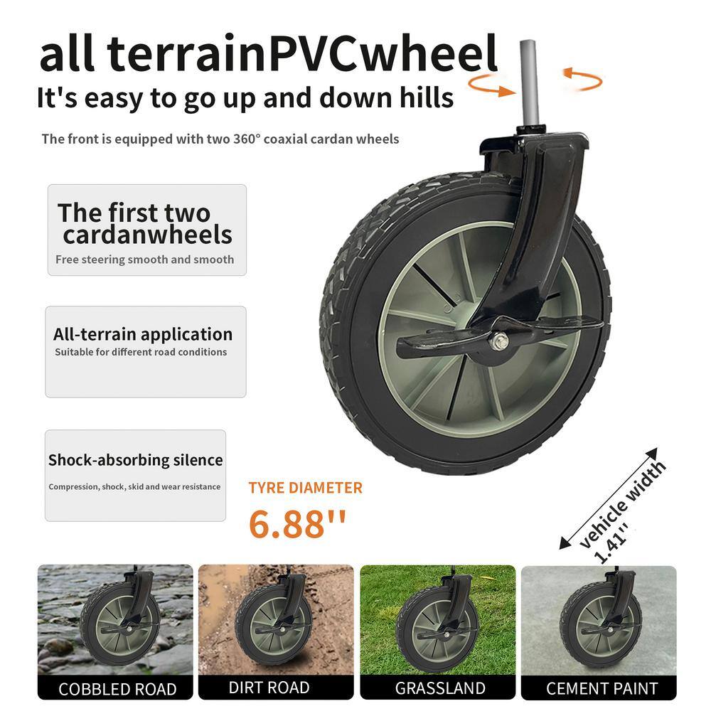 220 lbs. Capacity 4.6 cu. ft. Folding Fabric Utility Wagon Beach Serving Garden Cart with Adjustable Handle (Blue) - Hercitys