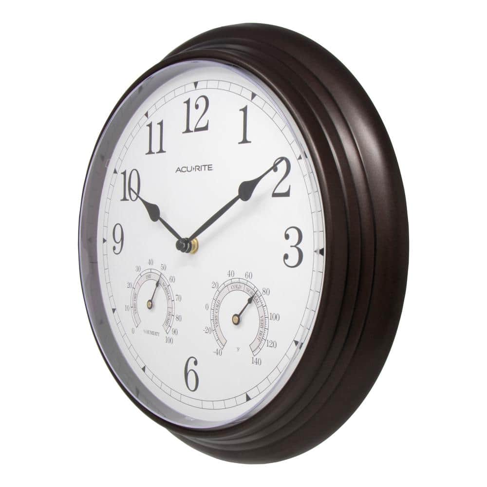 13 in. Oil-Rubbed Bronze Analog Clock Thermometer Hygrometer Combo - Hercitys