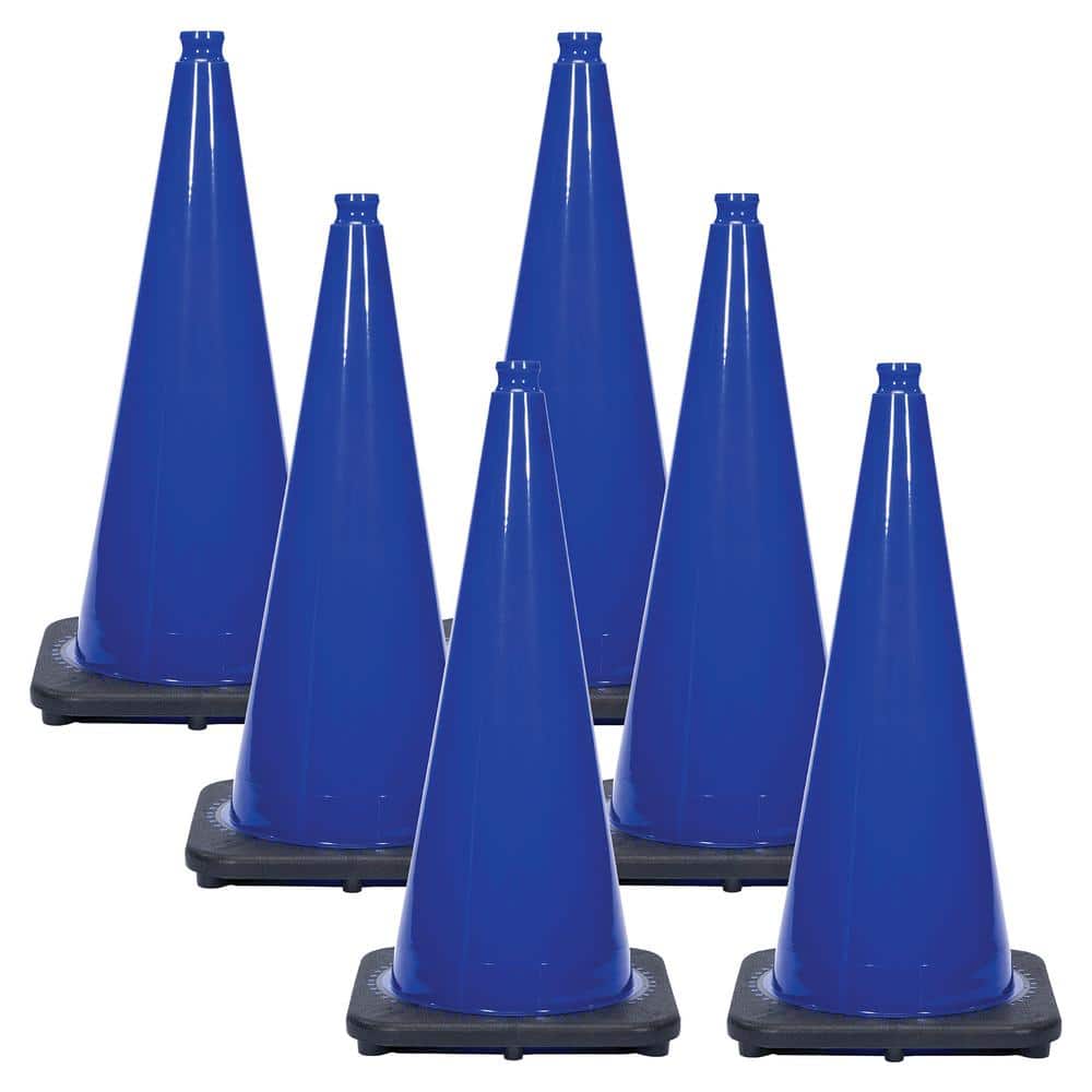 28 in. Traffic Blue Traffic Cones (6-Pack) - Hercitys