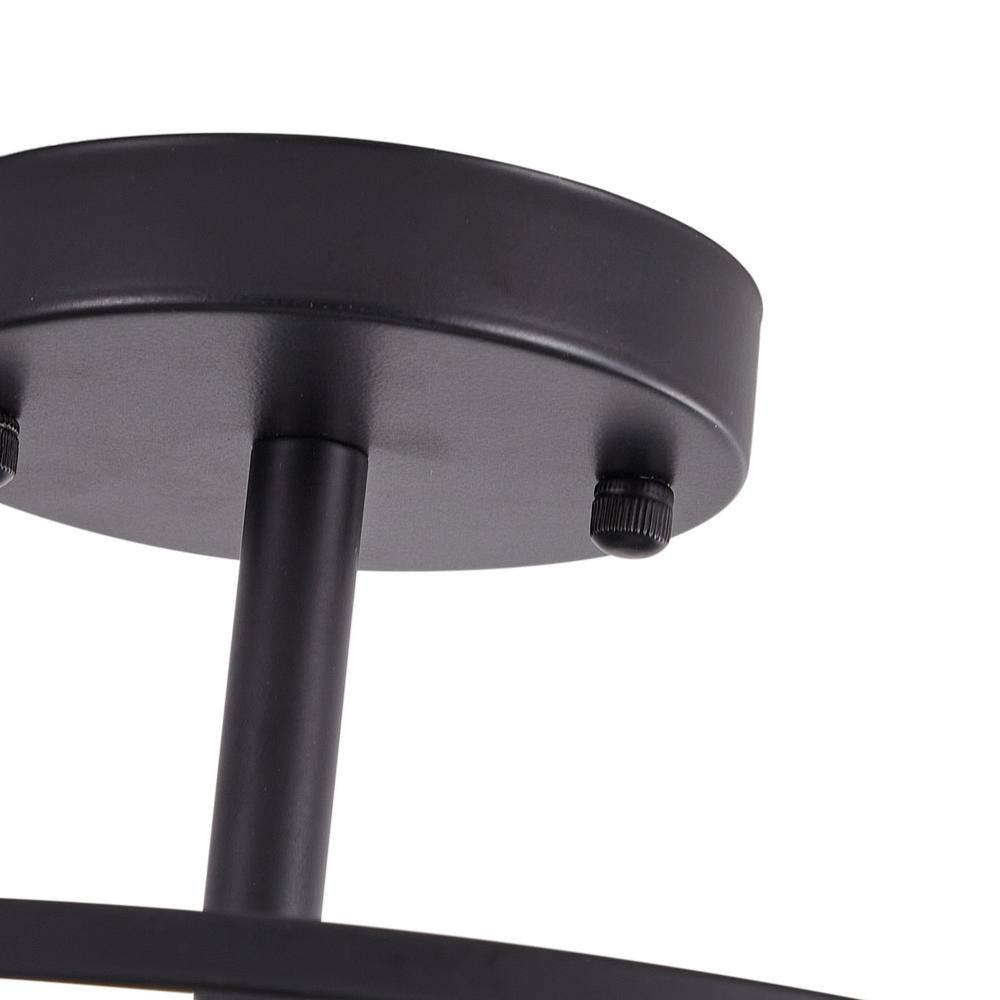 13 in. Modern 3-Light Black Semi-Flush Mount Ceiling Hanging Light with Glass Shade - Hercitys