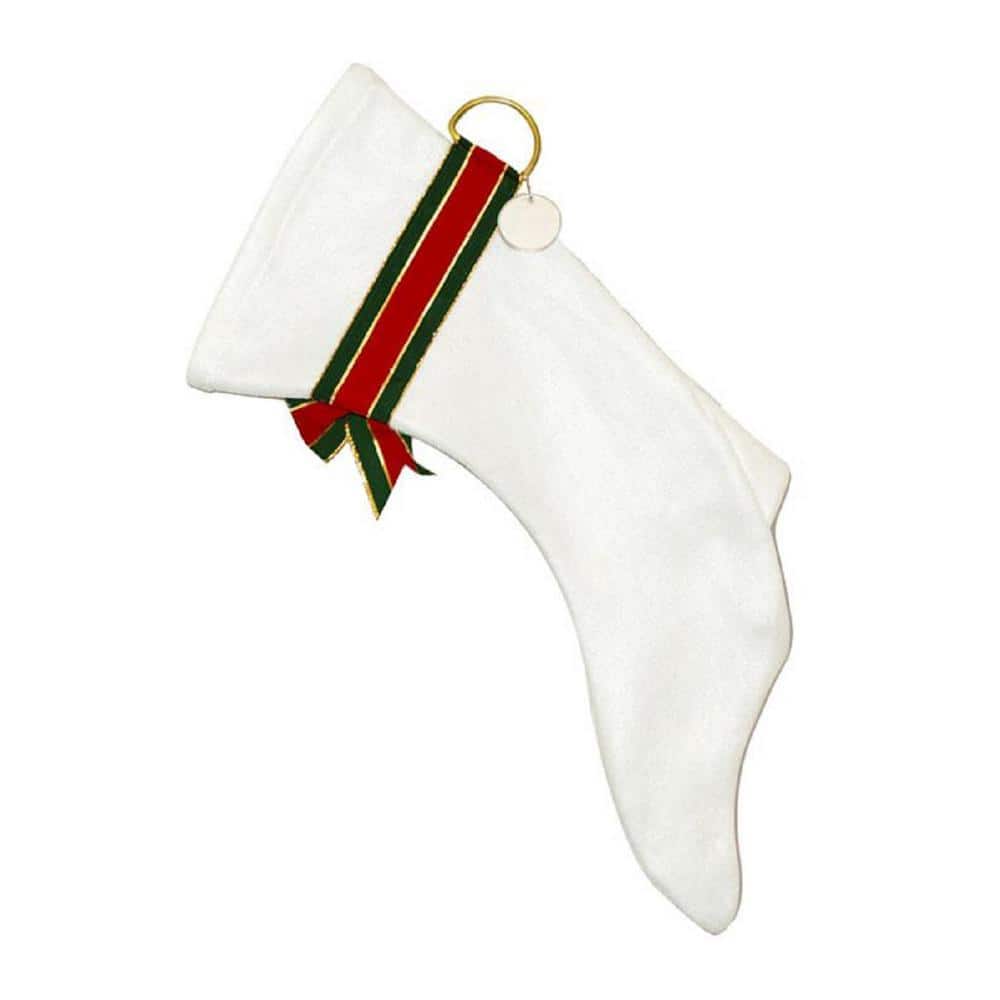 22 in. White Greyhound Dog Faux Fur Christmas Stocking - Hercitys