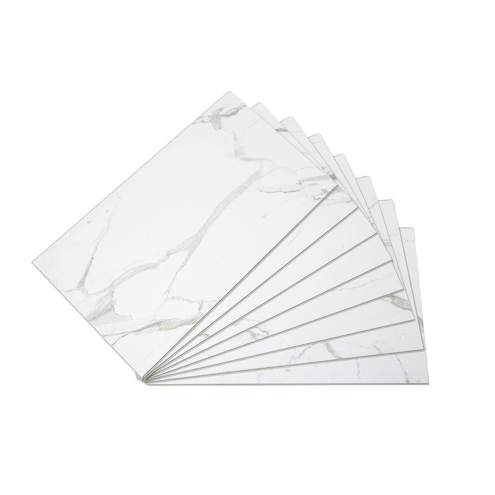 25.6 in. L x 14.8 in. W Carrara Marble No Grout Vinyl Wall Tile (21 sq. ft./case) - Hercitys
