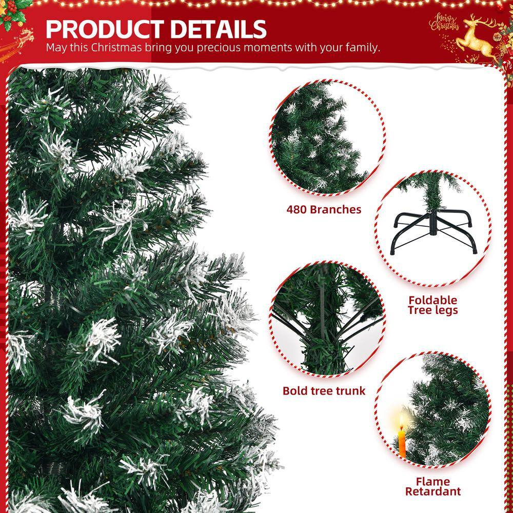 5 ft. Unlit Spray White Green Artificial Christmas Tree with 480 Tips - Hercitys