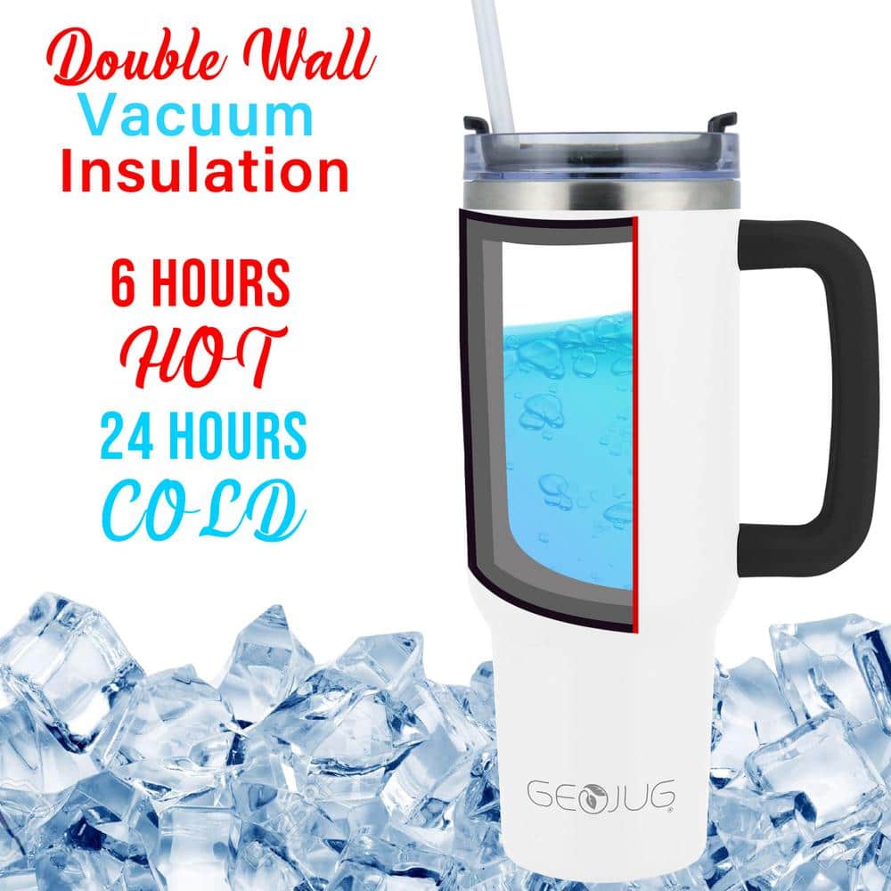 40 Oz. Insulated Cream Stainless Steel Tumbler with Lid and Straw - Hercitys