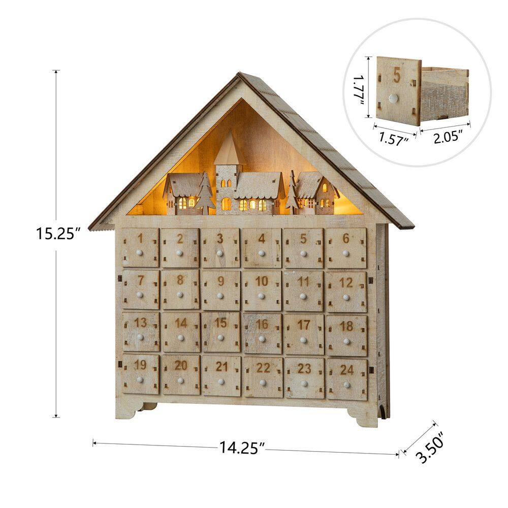 15.25 in. H Wooden LED Countdown Farmhouse - Hercitys