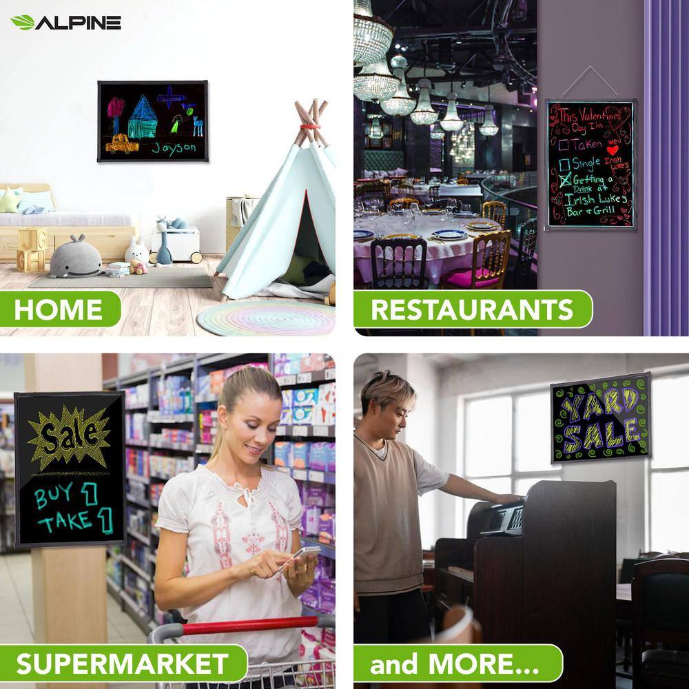 24 in. x 32 in. Hanging LED Business Writable Signboard Erasable Advertising Menu Sign - Hercitys