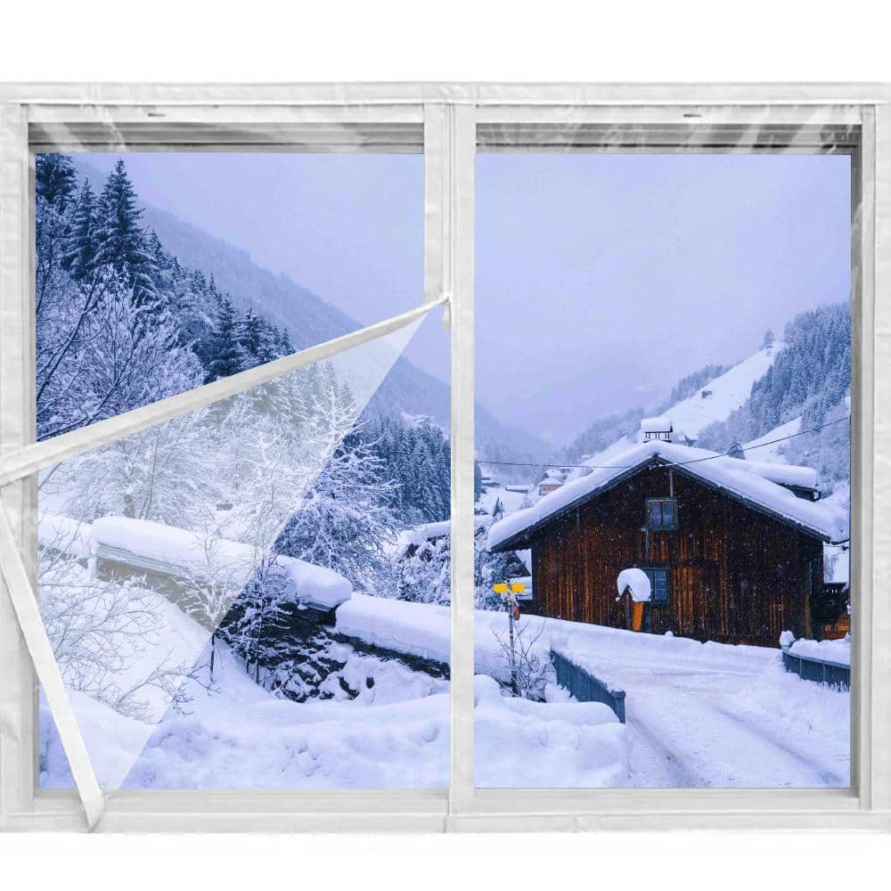 47 in. x 59 in. Indoor Window Insulation Kit with Zipper for Winter Keep Cold Out - Hercitys