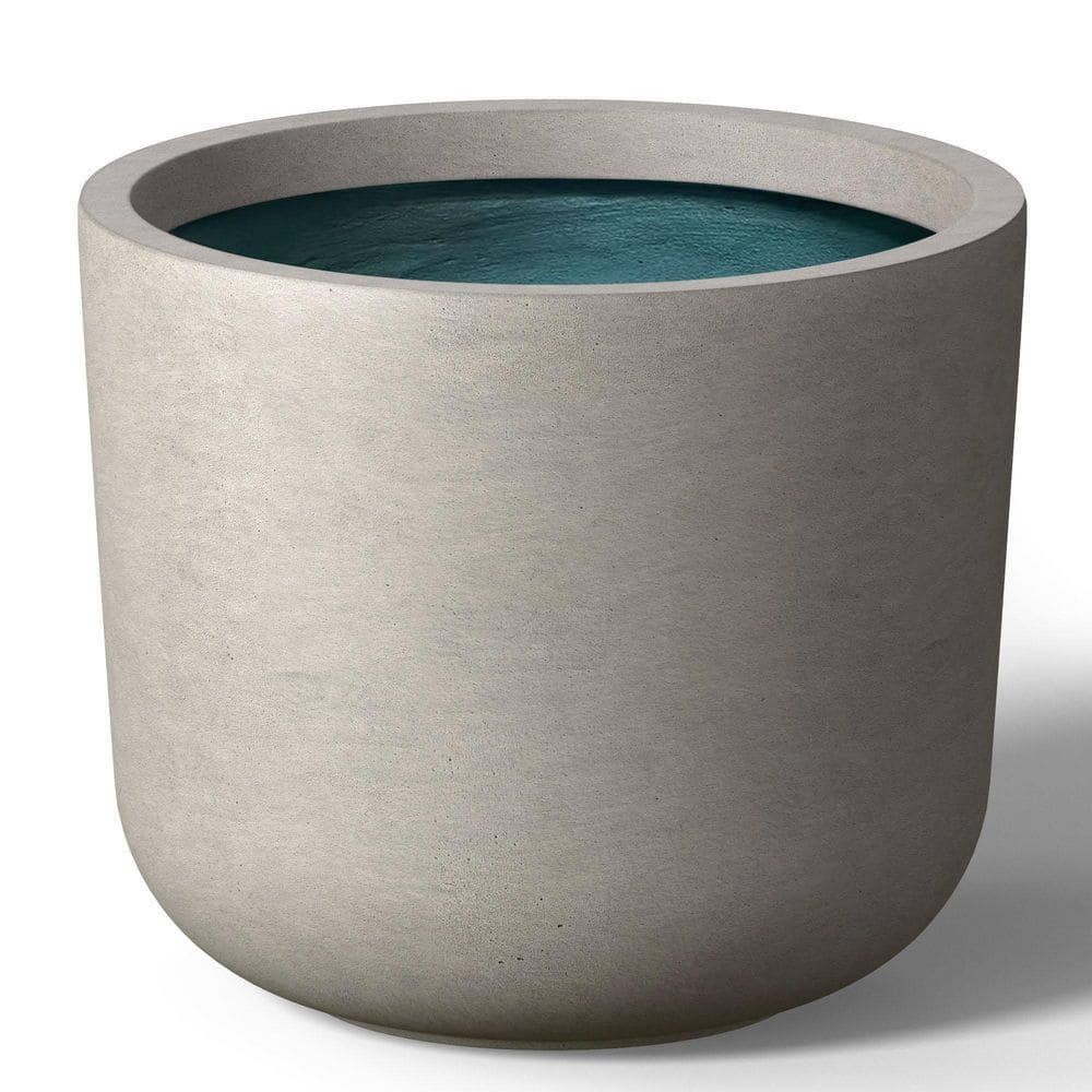 13.5 in. Medium Light Gray(Premium Inner) Concrete Round Planter/Pot with Drainage Holes - Hercitys