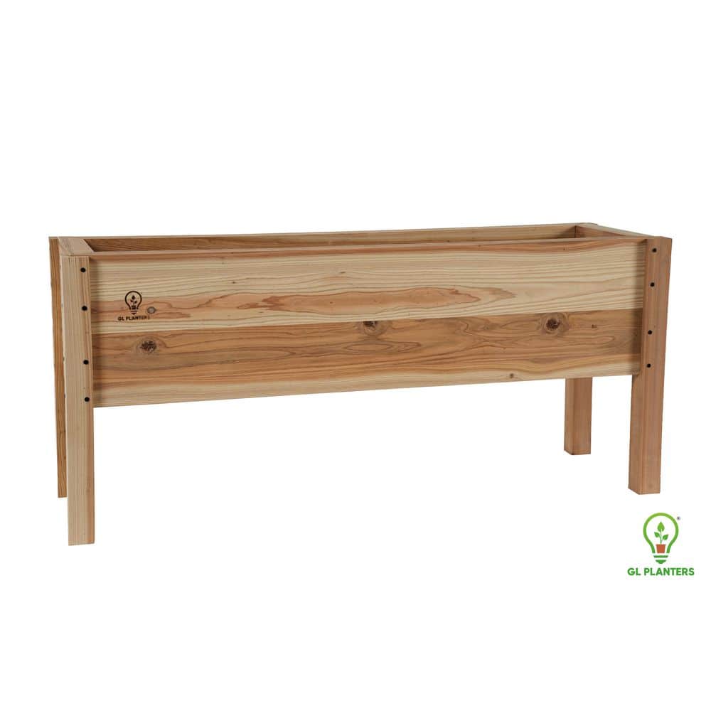 44 in. x 12 in. x 20 in. ALL Natural Cedar Wood Raised Elevated Garden Planter High Quality Heavy Duty Garden Bed - Hercitys