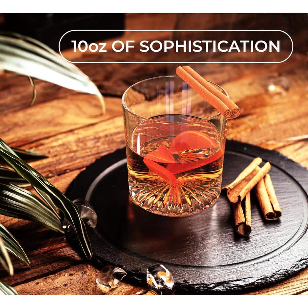 10 oz. Clear Glassware Set (Set of 4) Old Fashioned Whiskey, Elegant Drinkware for Men’s Gifts, Dishwasher Safe - Hercitys