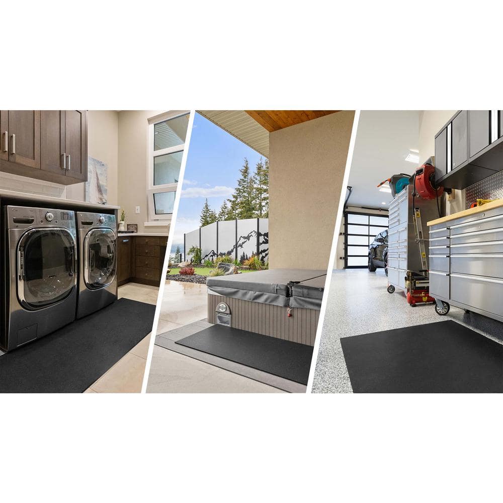 4 ft. x 6 ft. x 0.118 in. Black Rubber Fitness Utility Mat (24 sq. ft.) - Hercitys