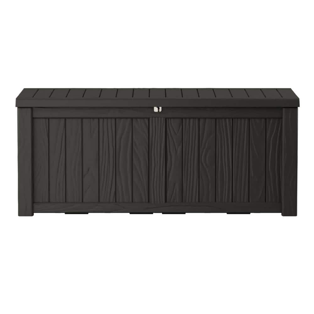 120 Gal. Black Large Resin Waterproof Outdoor Storage Deck Box - Hercitys