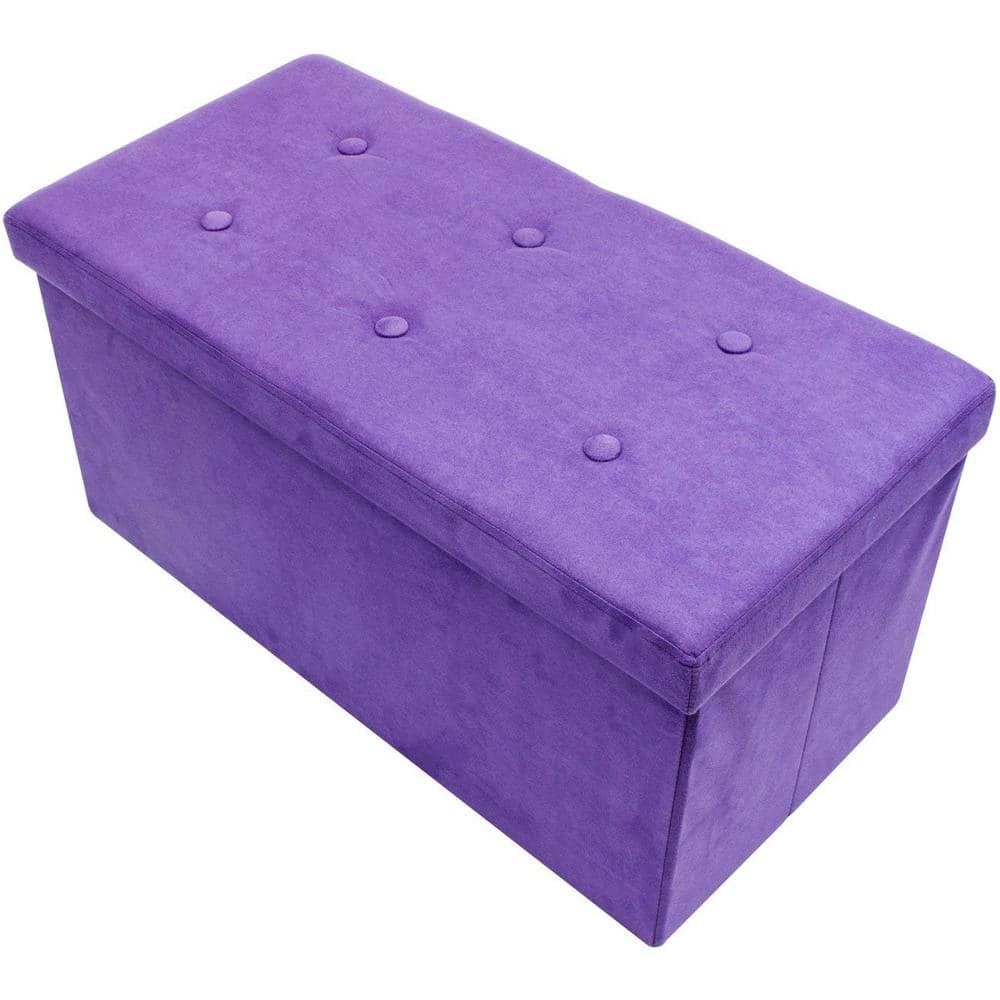 30 in. L x 15 in. W x 15 in. H Purple Collapsible Chest Fabric Bench Storage Box - Hercitys