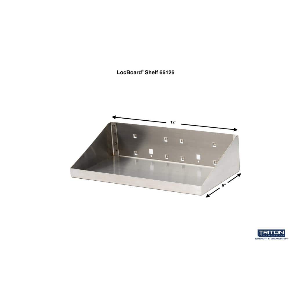 12 in. W x 6 in. D Stainless Steel Shelf for Stainless Steel Square Hole Lock Boards - Hercitys