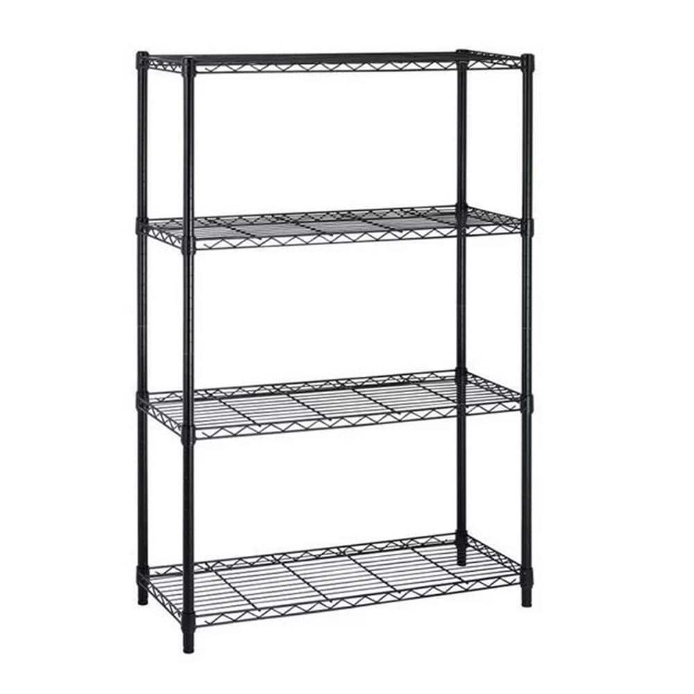 4-Tier Steel Kitchen Storage Shelf Storage Pantry Organizer in Black - Hercitys