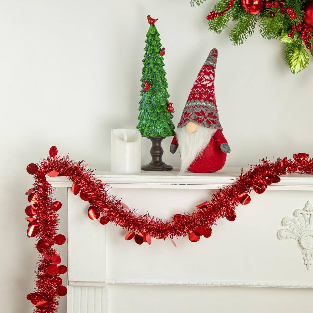 50 ft. Unlit Shiny Red Christmas Tinsel Garland with Polka Dots - Hercitys