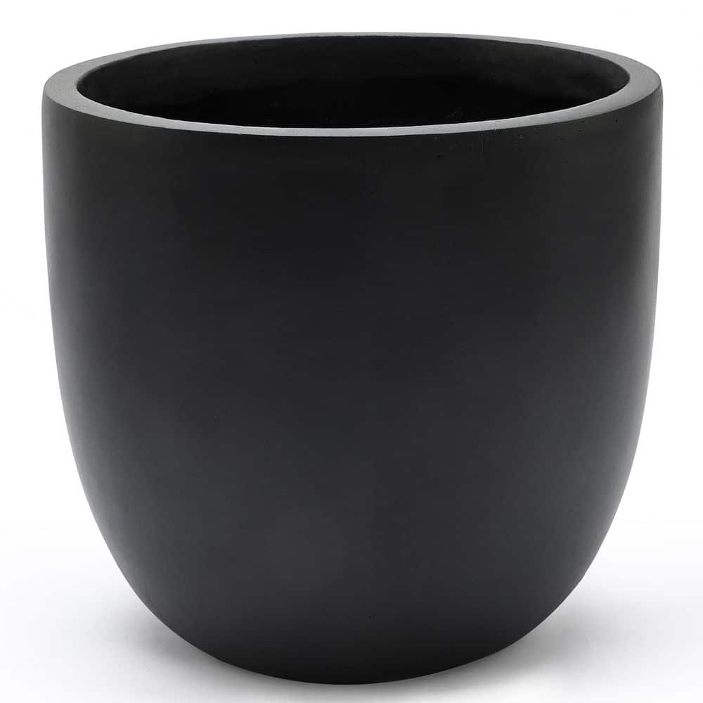 12.2 in. H Round Tapered Black MgO Composite Planter Pot - Hercitys