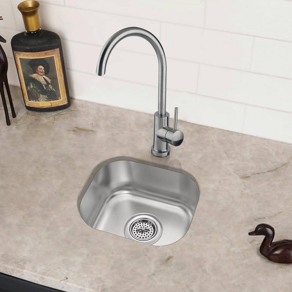 15 in. Undermount Single Bowl 18 Gauge Stainless Steel Bar Sink - Hercitys