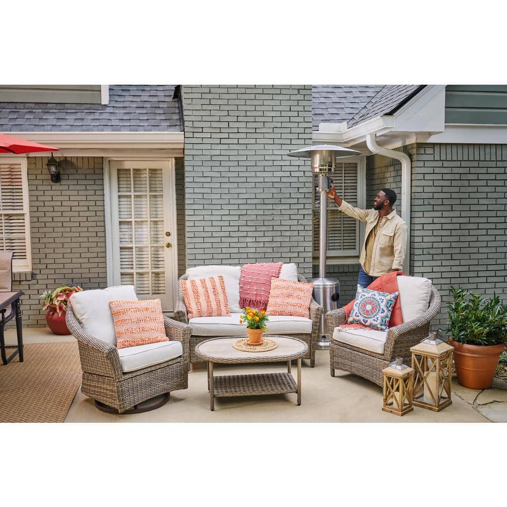 48000 BTU Stainless Steel Propane Standing Patio Heater with Wheels - Hercitys