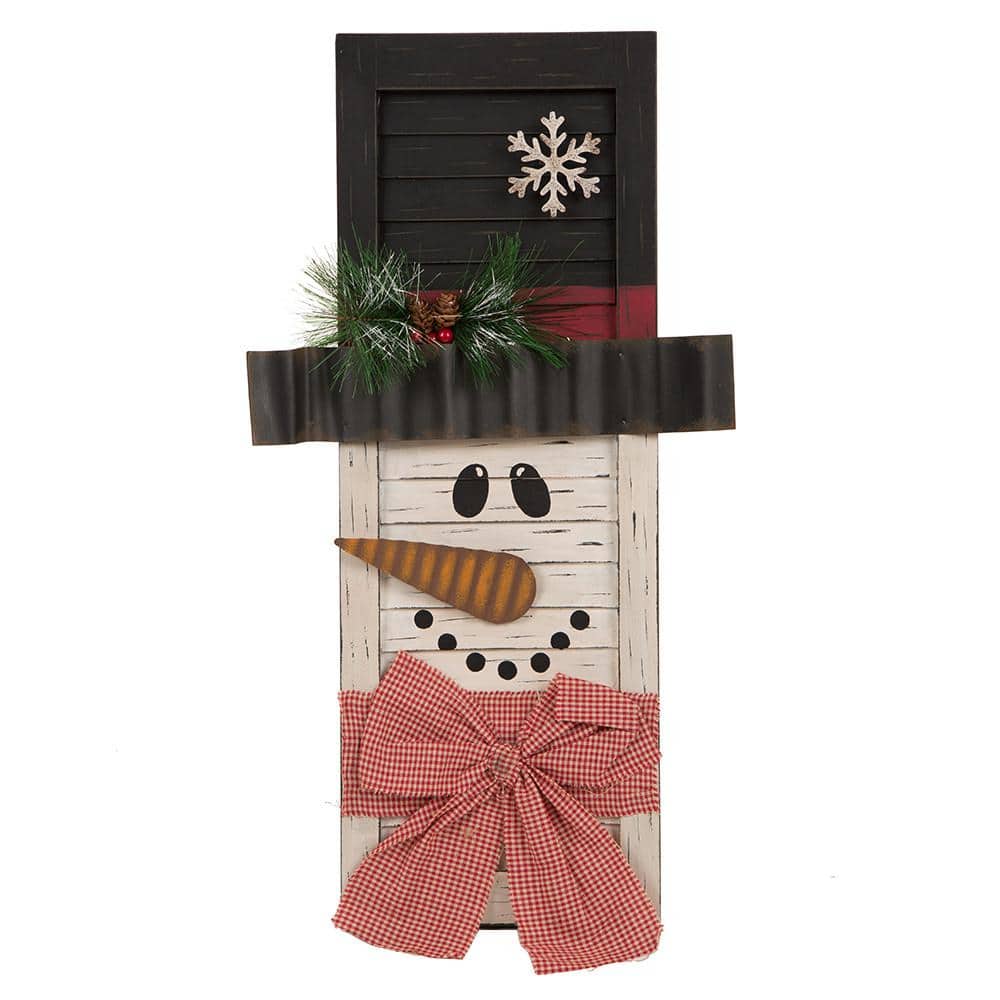 22 in. H Wooden Snowman Shutter Wall Decor or Table Decor - Hercitys