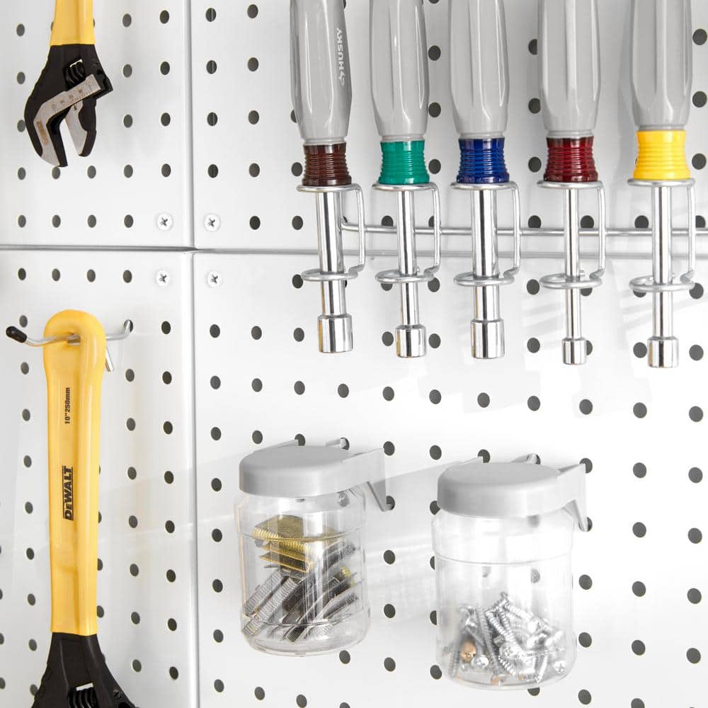 16 in. x 16 in. Heavy-Duty Steel Pegboards Mounting Hardware Included in White (4-Pack) - Hercitys