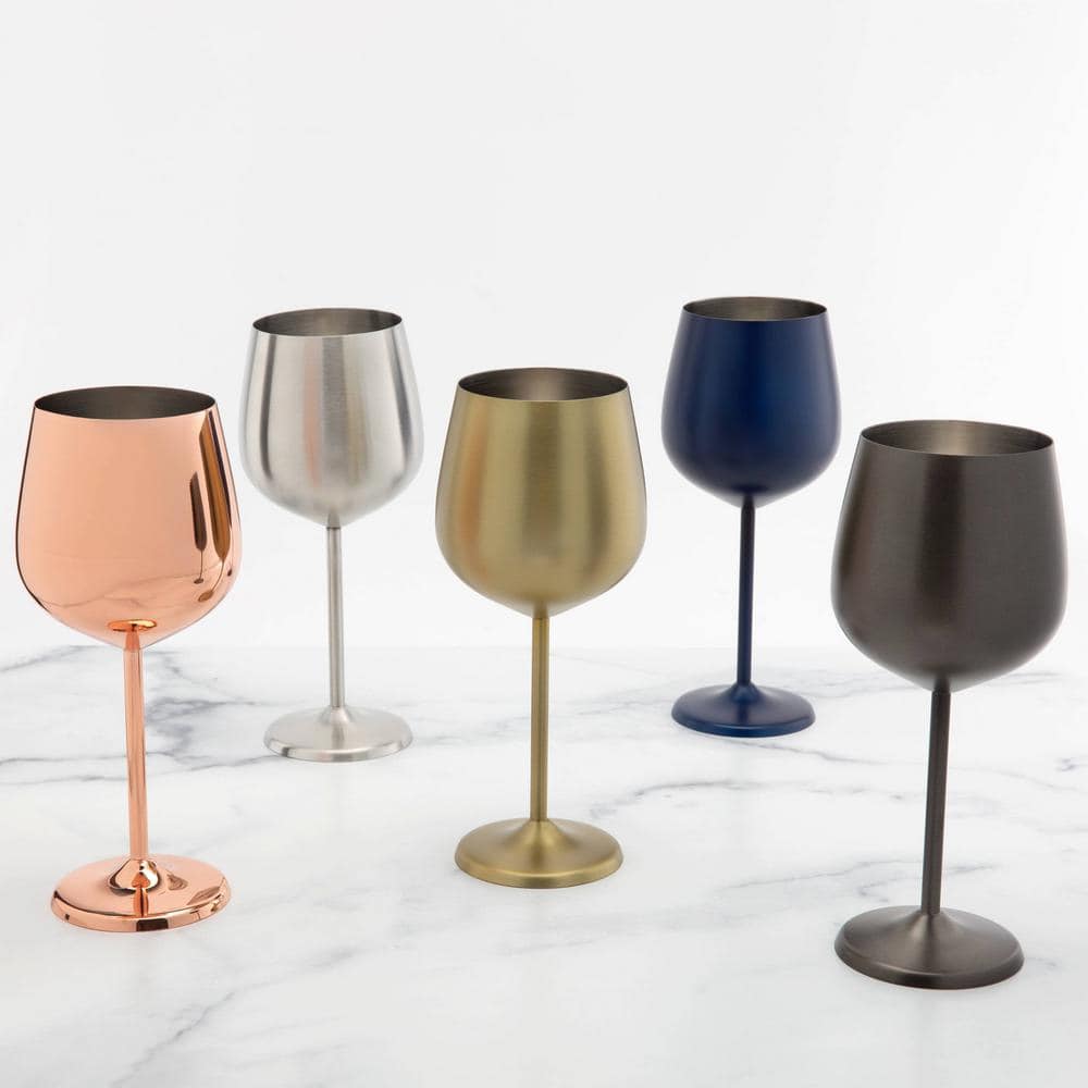 18 oz. Gold Stainless Steel White Wine Glass Set (Set of 4) - Hercitys