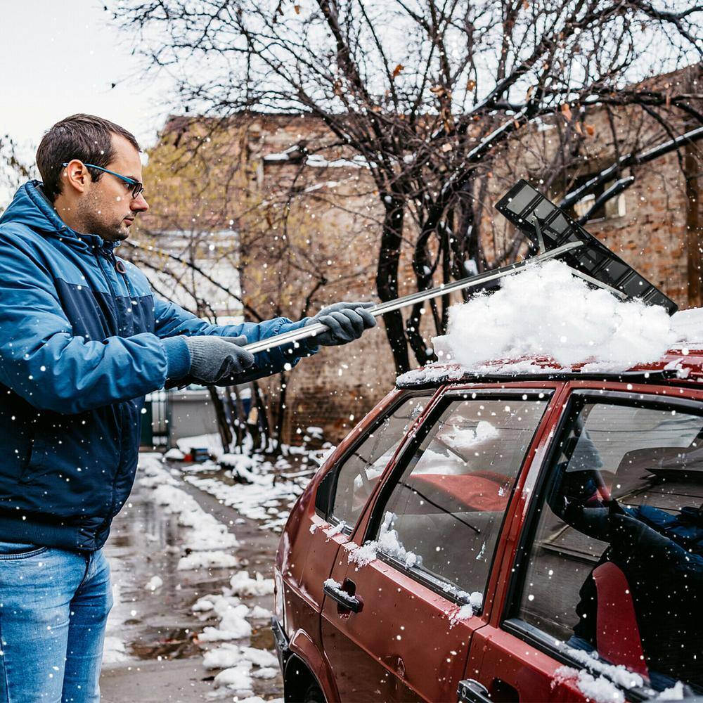 57 in. to 240 in. Extendable Aluminum Snow Roof Rake with Anti-slip Handle - Hercitys