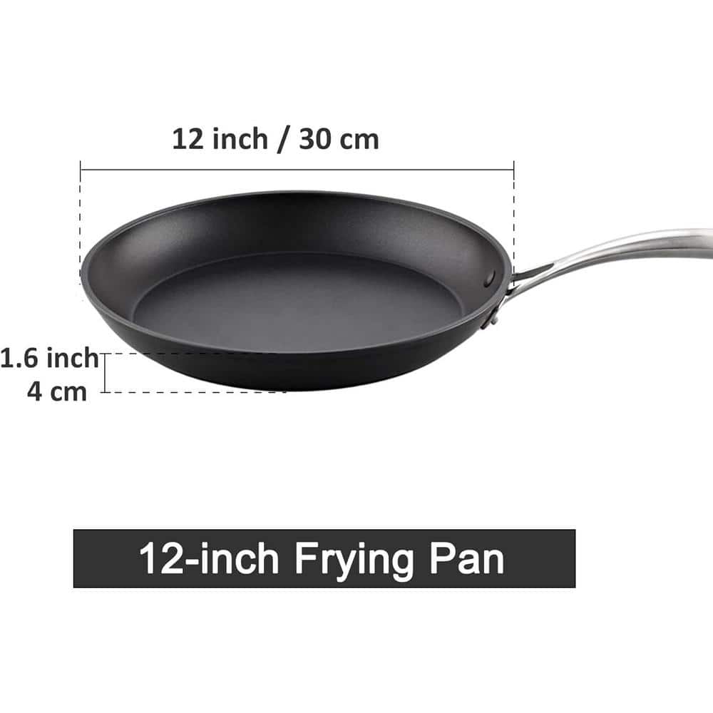 12 in./30 cm Nonstick Hard Anodized Aluminum Frying Pan - Hercitys