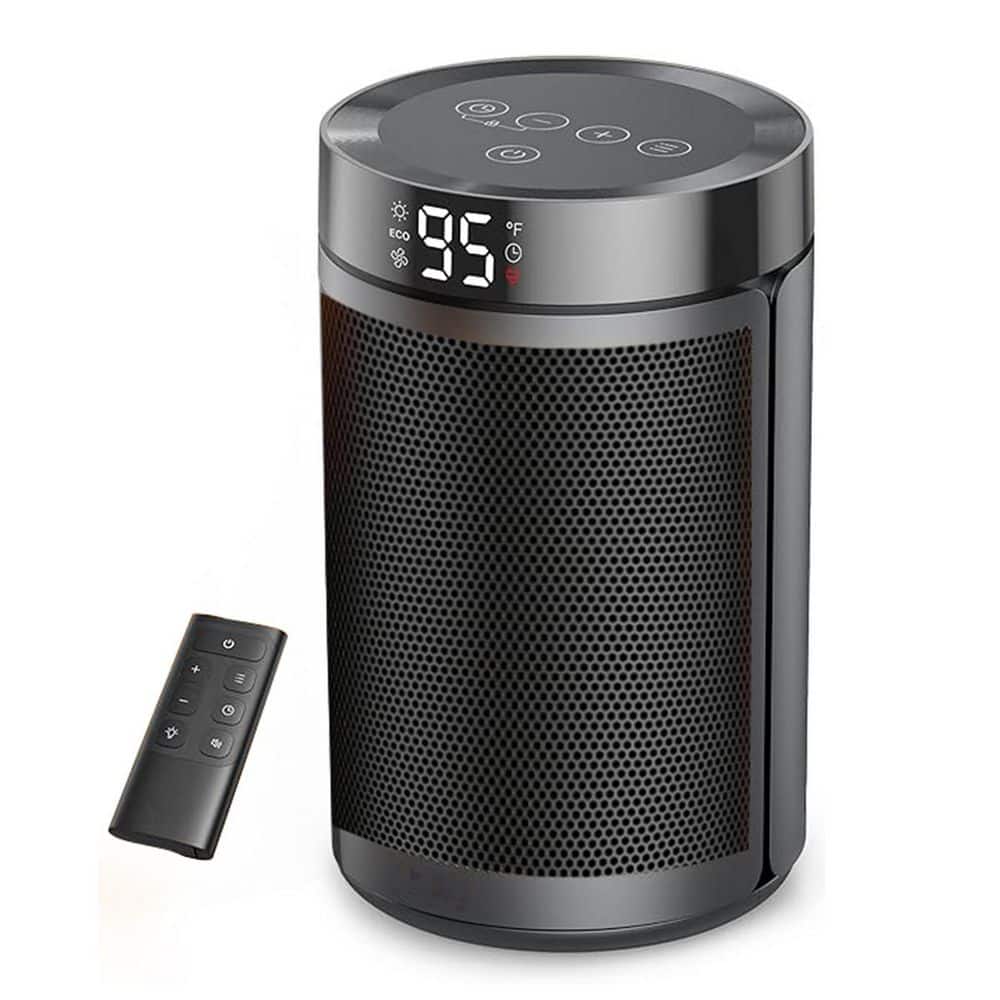 1500-Watts 11.2 in. H Portable Electric Forced Air Ceramic Space Heaters with Thermostat, Eco Mode and Fan Mode in Gold - Hercitys