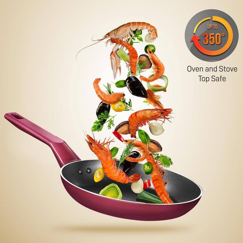 13-Piece Aluminum Cookware Set Non-Stick in Red - Hercitys