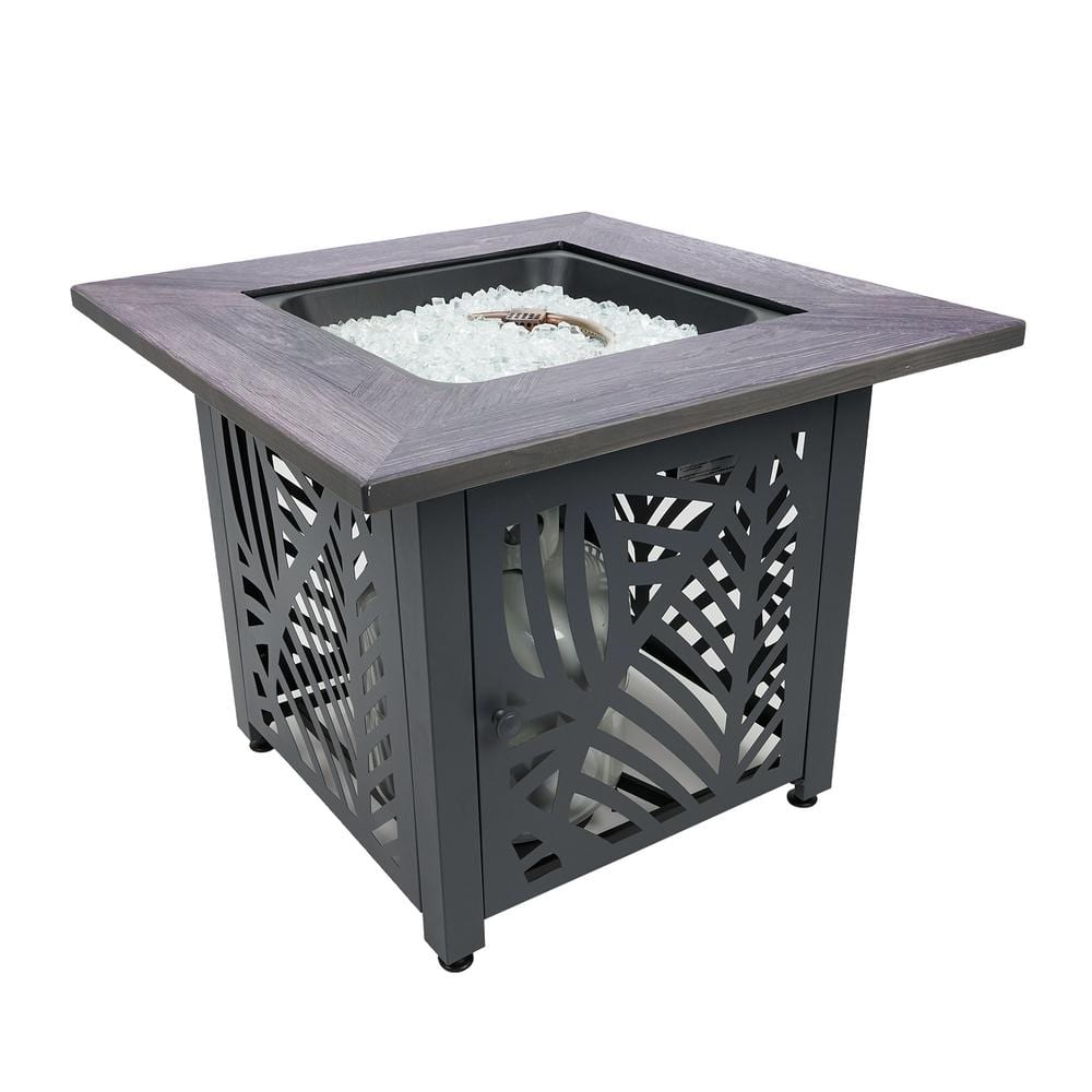 30 in. W x 24 in. H Square Metal Brown Pire Pit Table - Hercitys