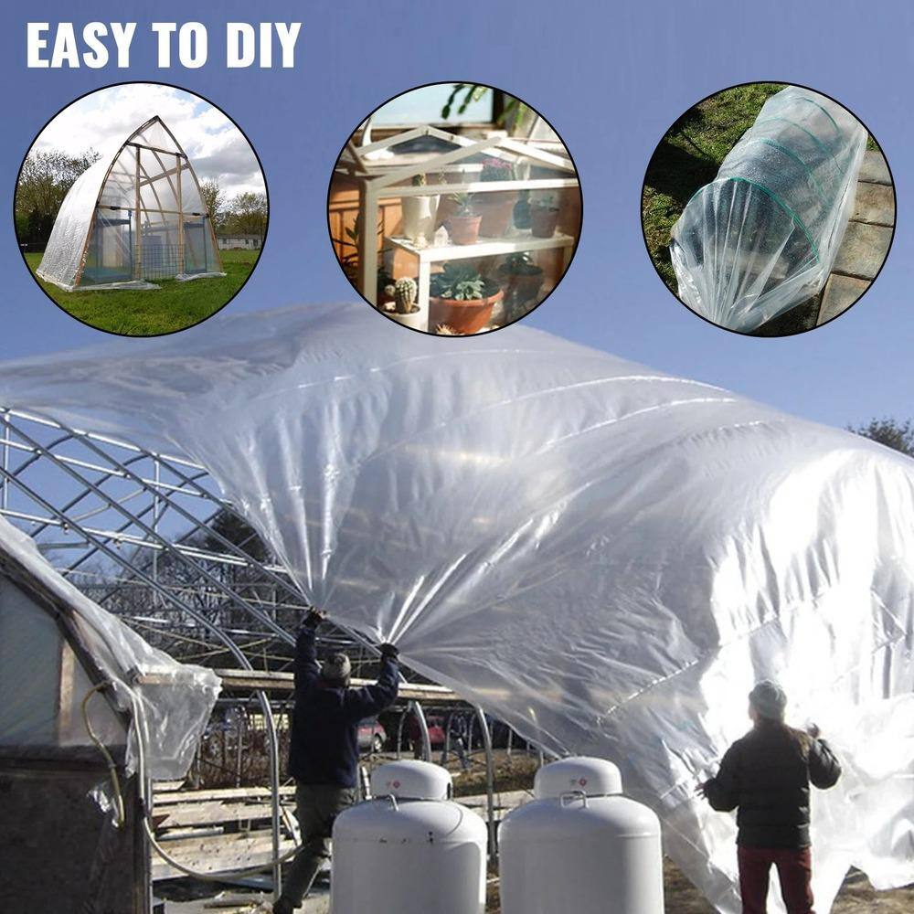 20 ft. W x 28 ft. D x 20 ft. H Polyethylene Clear Plastic Greenhouse Film with UV Resistant, Durable & High Tenacity - Hercitys