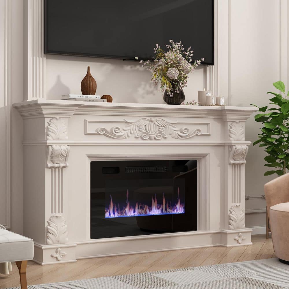 30 in. Wall Mount Electric Fireplace in Black With Adjustable Flame Colors and Speed, Touch Screen Remote Control - Hercitys