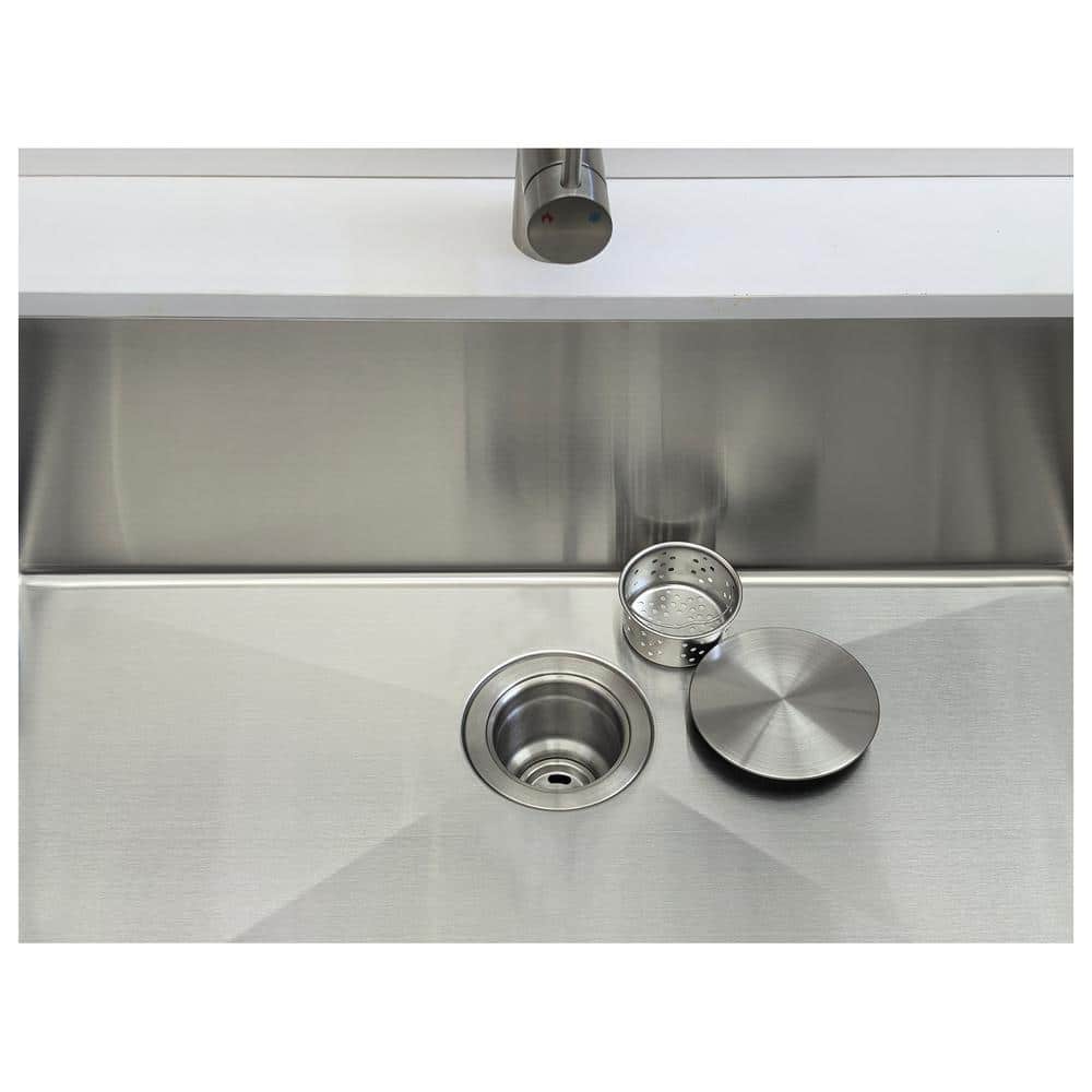 30 in. Undermount Kitchen Sink-Single Bowl 18 Gauge Stainless Steel with Strainer, Durable and Quiet Design - Hercitys
