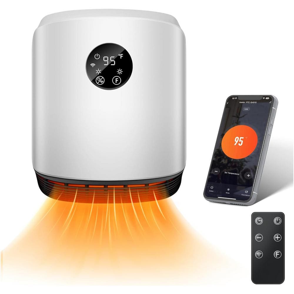 1500-Watt Portable Ceramic Wall Mounted Space Heater with WiFi/Remote - Hercitys