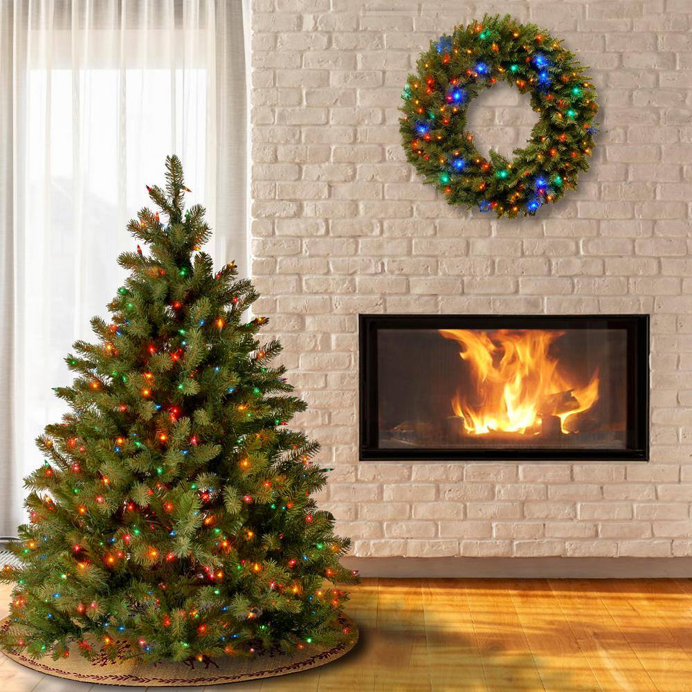 4.5 ft. Downswept Douglas Fir Artificial Christmas Tree with Multicolor Lights - Hercitys