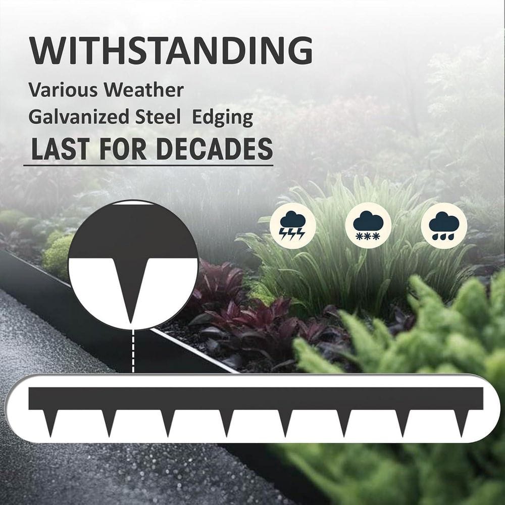 33 ft. Galvanized Steel Landscape Edging with 11 Stakes, 10-Pack - Hercitys