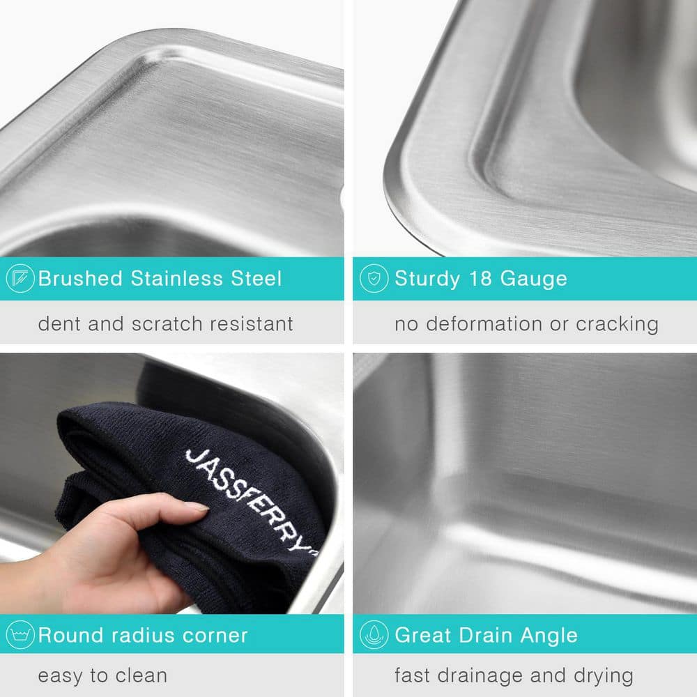 18 Gauge Stainless Steel 33 in. Double Bowl Drop-In Kitchen Sink with Bottom Grid - Hercitys