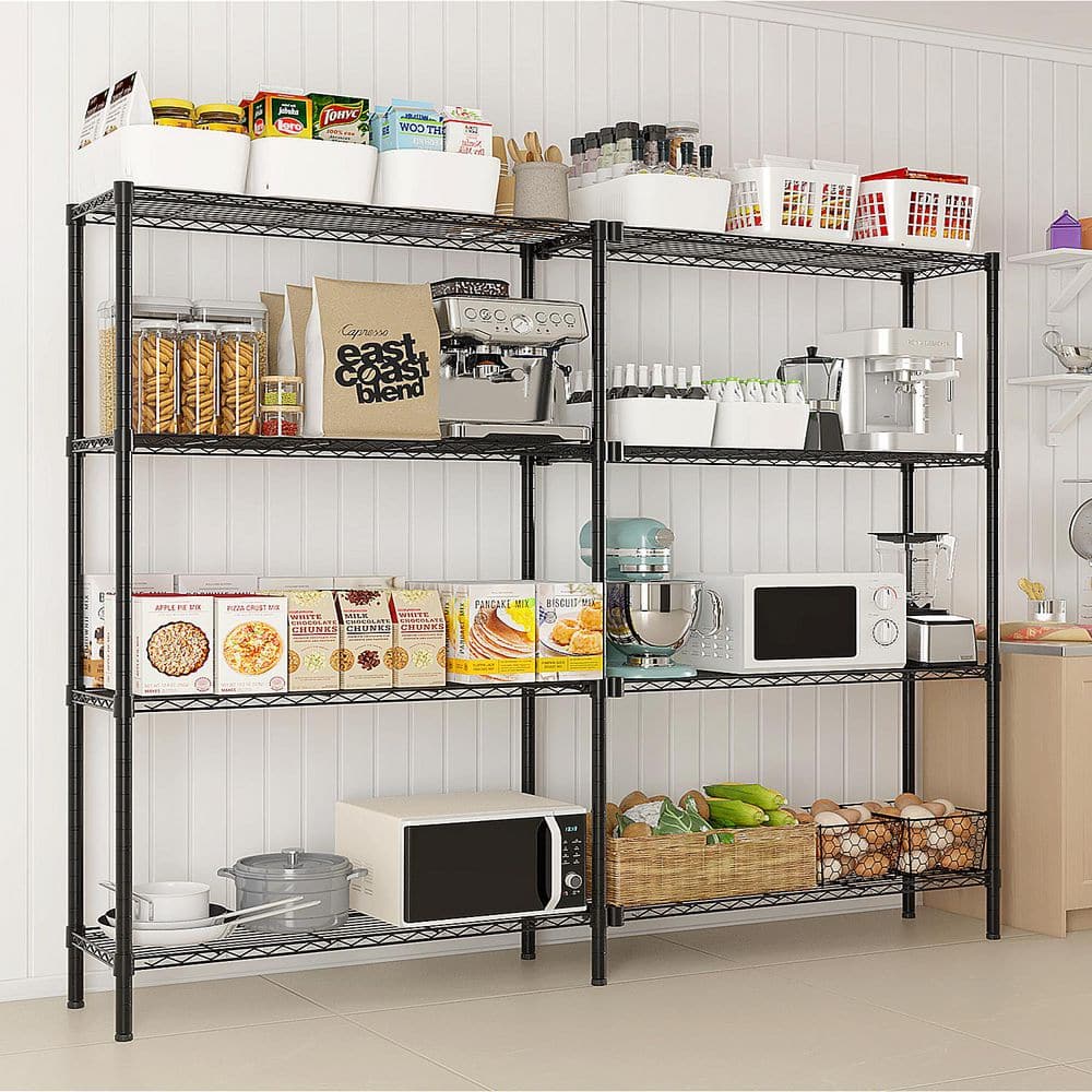 4 Tiers Steel Adjustable Garage Storage Shelving Unit in Black (70.9 in. W x 71 in. H x 13.8 in. D) - Hercitys