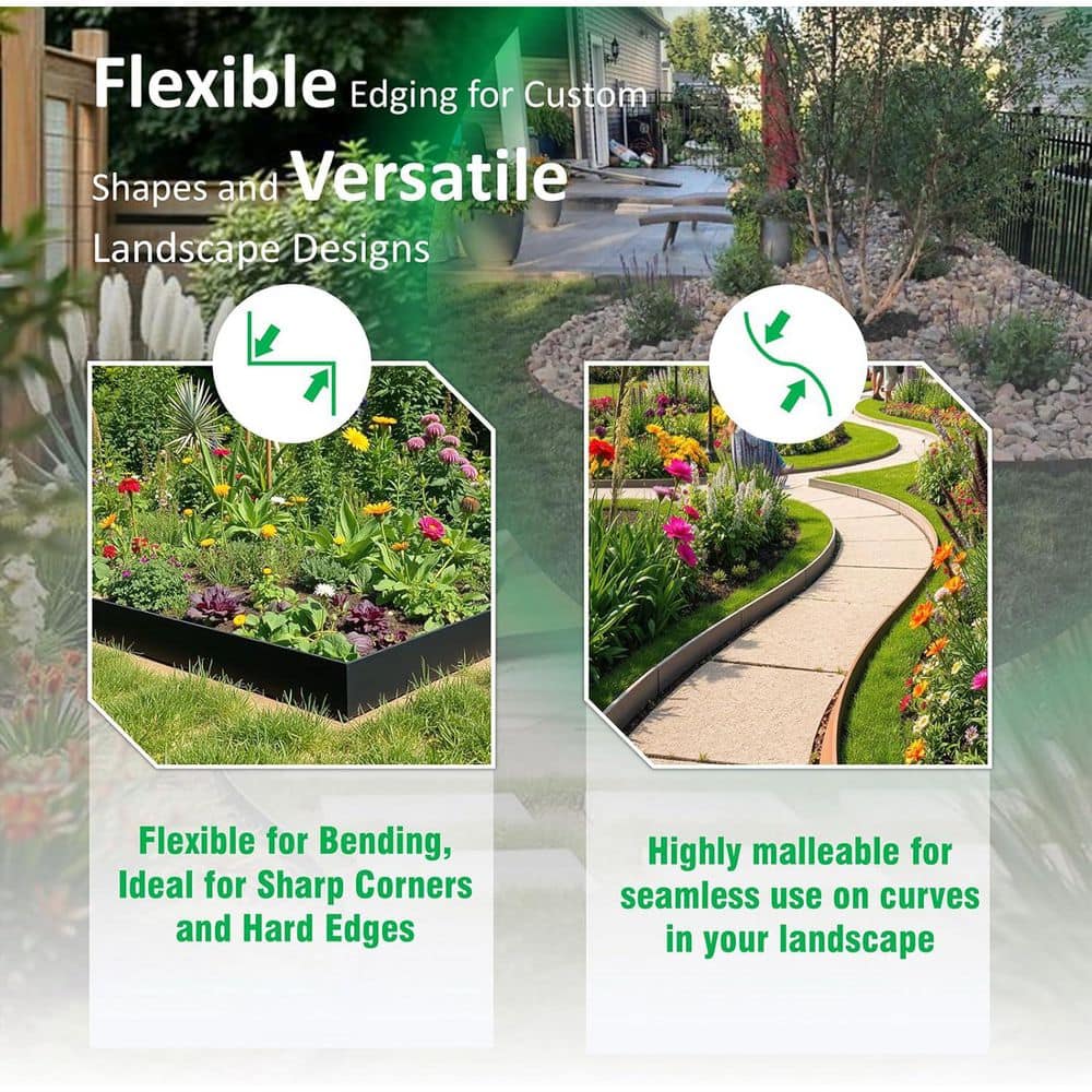20 ft. Galvanized Steel Landscape Edging (6-Pack) – 40 in. x 8 in. Metal Garden Border - Hercitys